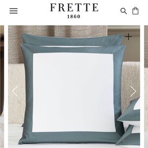 Frette Bold Euro Pillowcase. White and Seafoam. Paid $460 total. Made in Italy